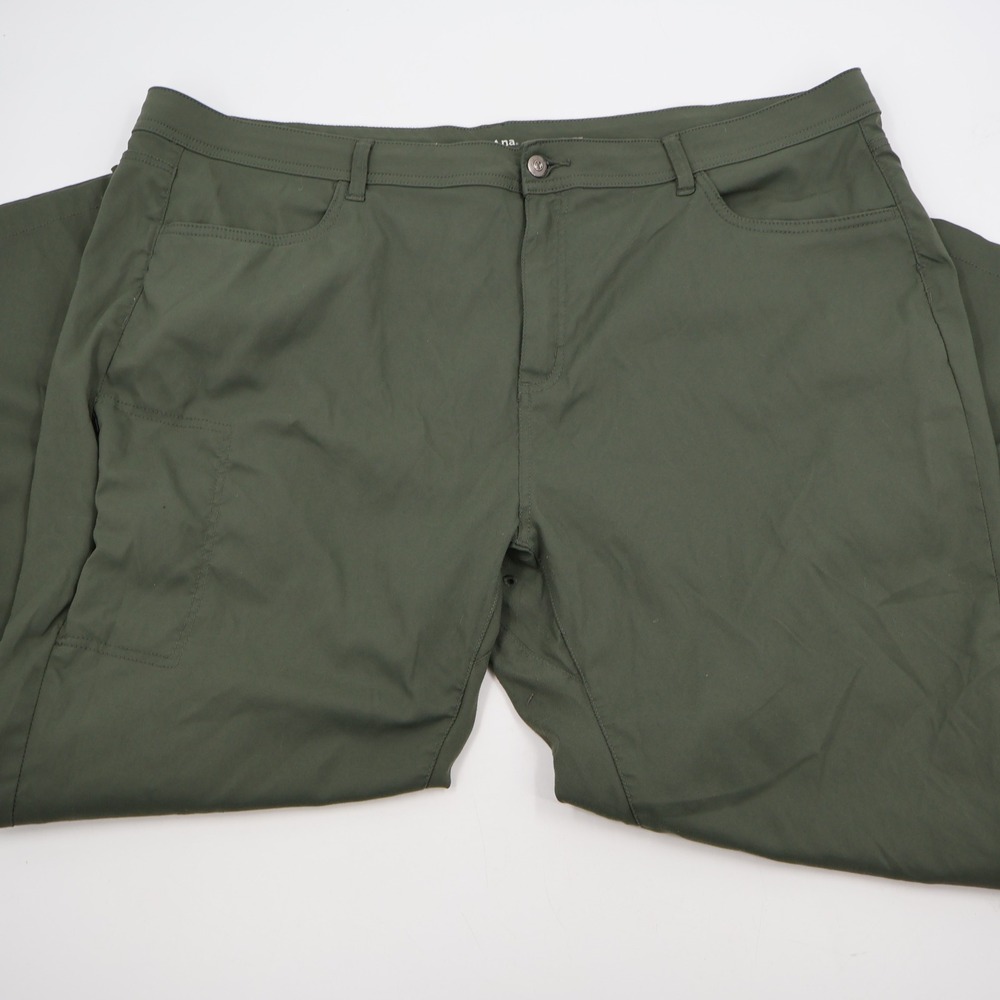 prAna Halle Straight Leg Pants Women 22W Green Mid Rise Stretch Hiking Outdoor